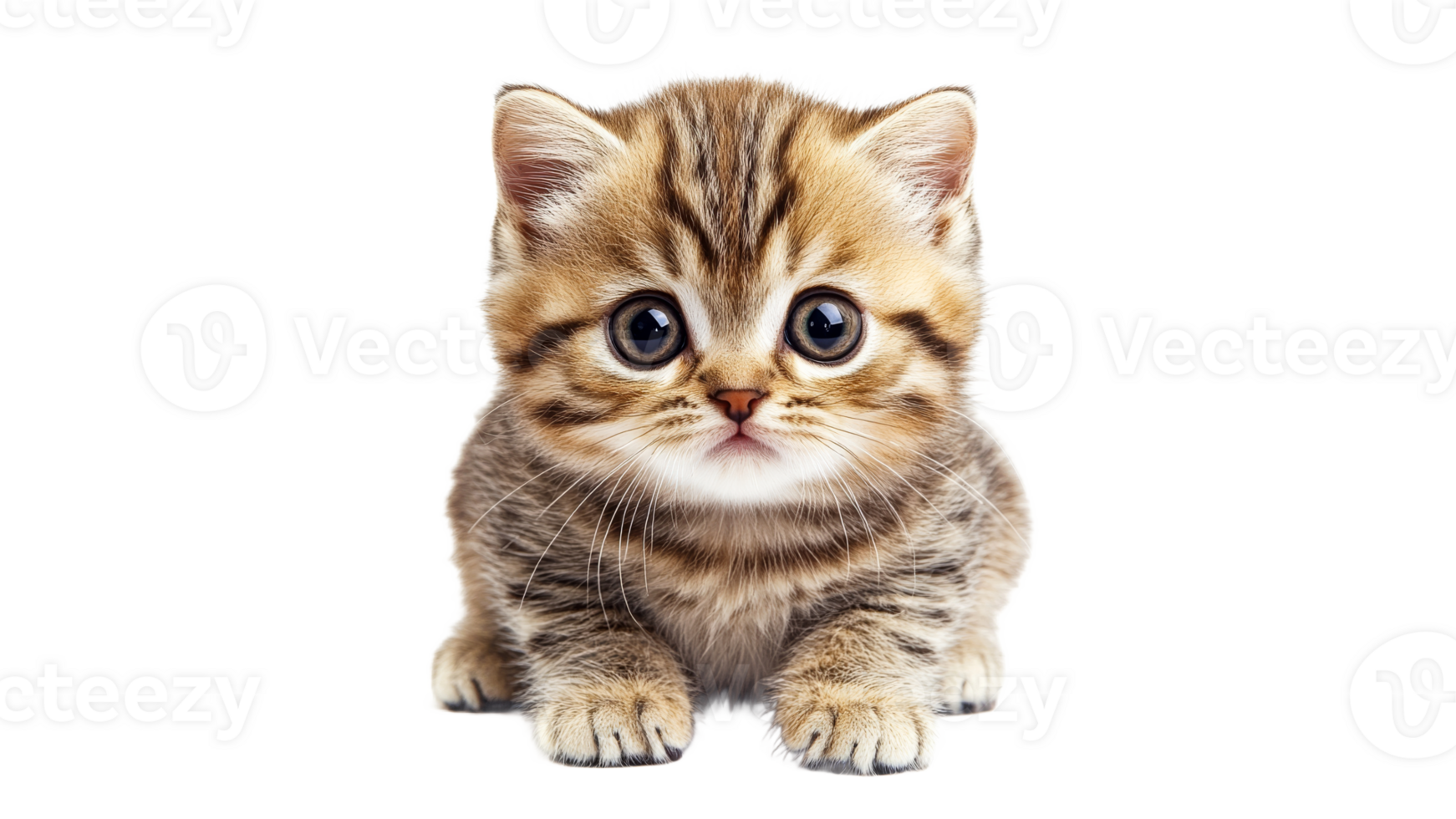 Kitten with big eyes gazes at camera png