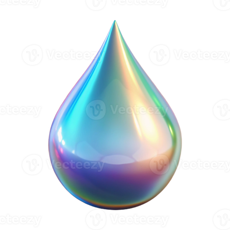 wonderful minimalist Holographic Water Droplet Cutout with Refraction Effect high resolution png