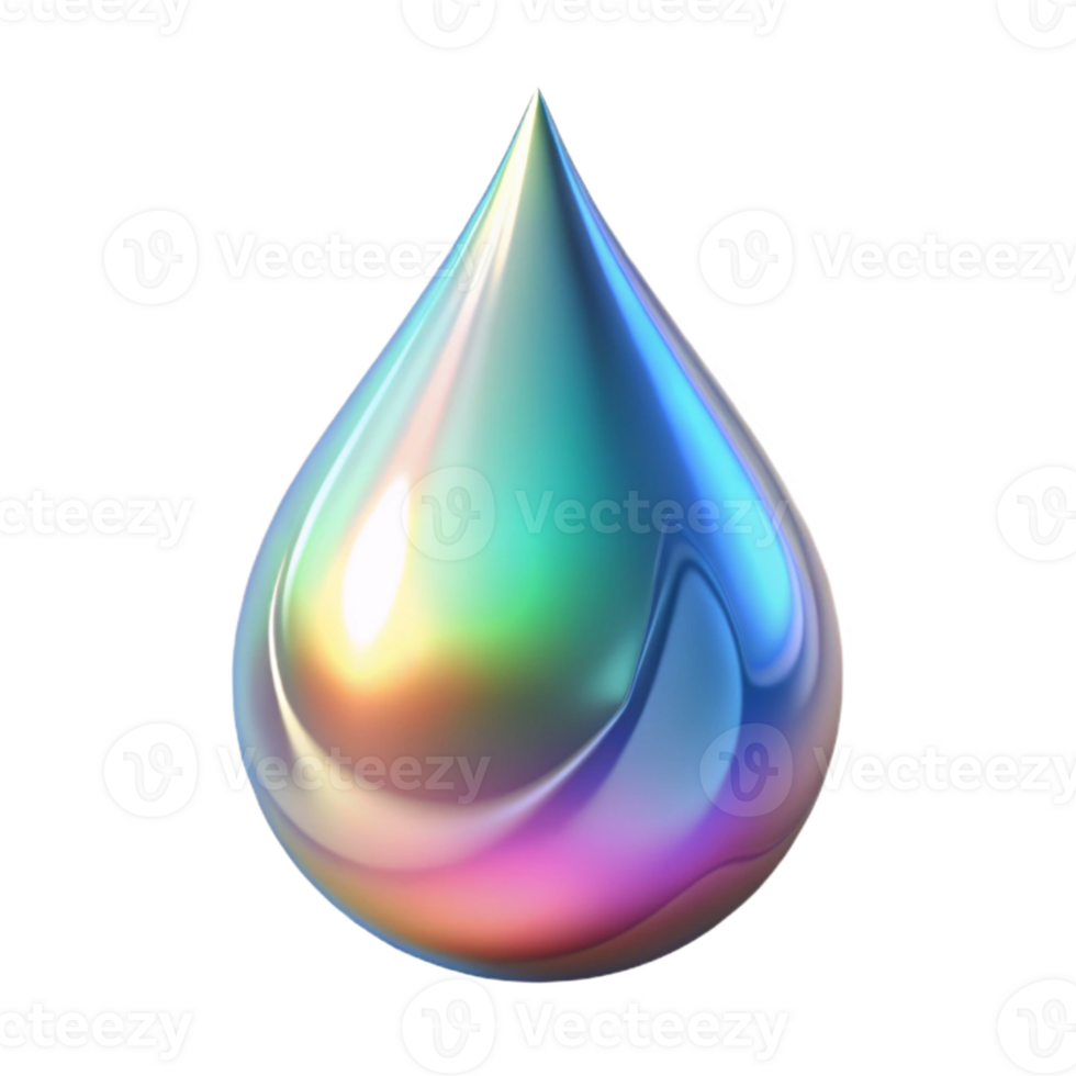 magnificent minimalist Holographic Water Droplet Cutout with Refraction Effect png