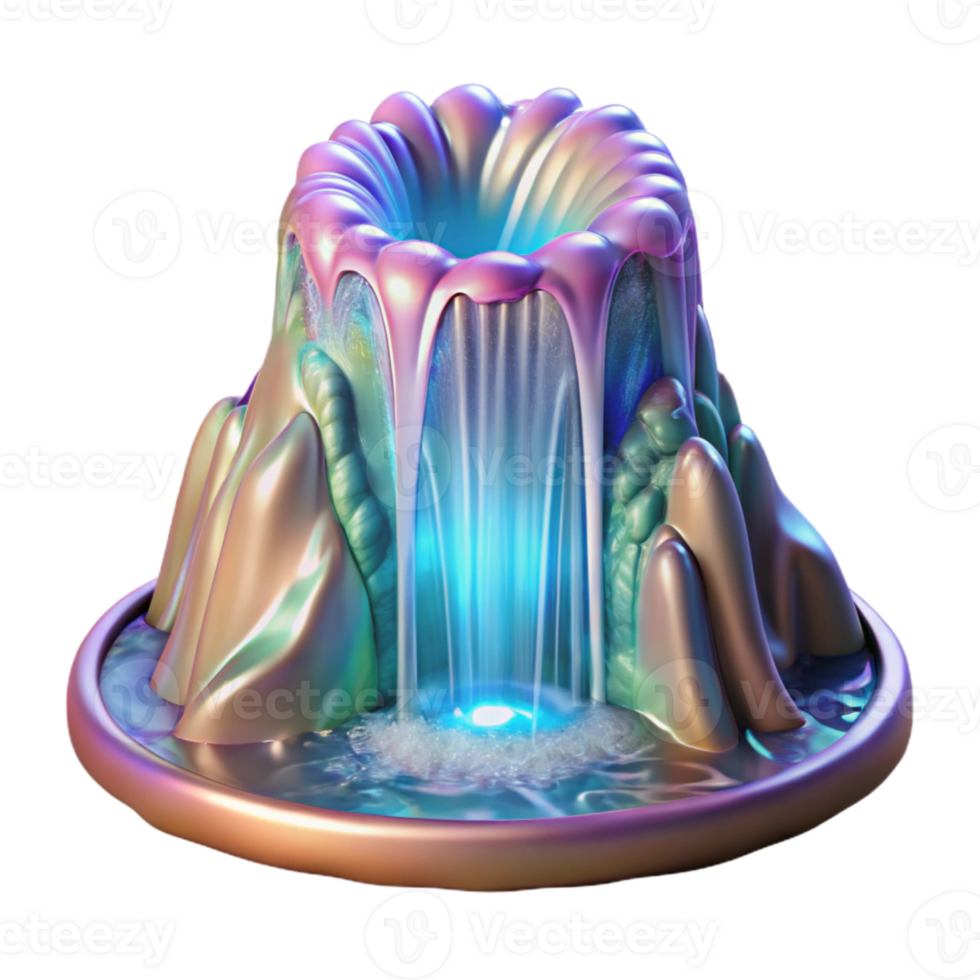 vibrant artistic Holographic Waterfall Cascade Isolated with Splashing Water high quality png