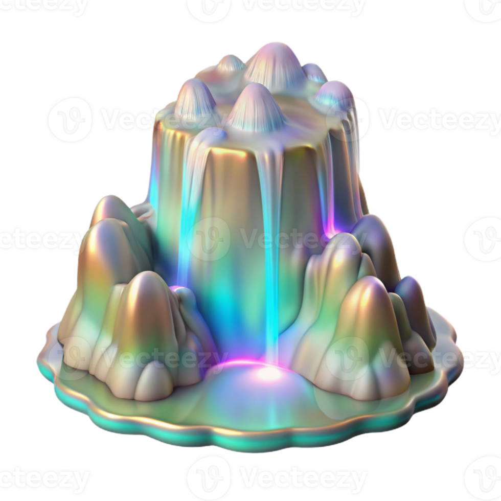 extraordinary artistic Holographic Waterfall Mist Isolated on Transparent Background high quality png