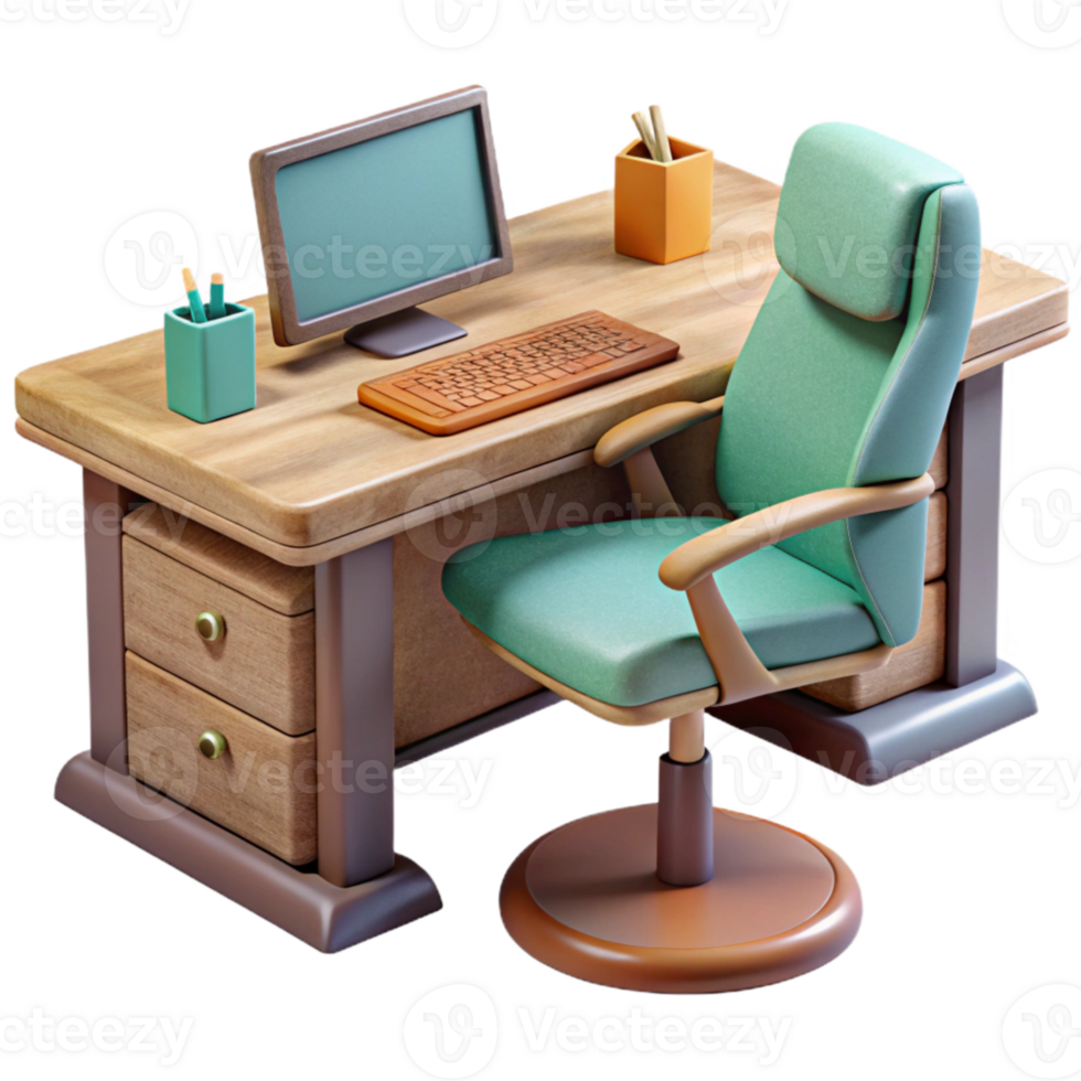 magnificent traditional Home Office Desk with Window View Isolated genuine png