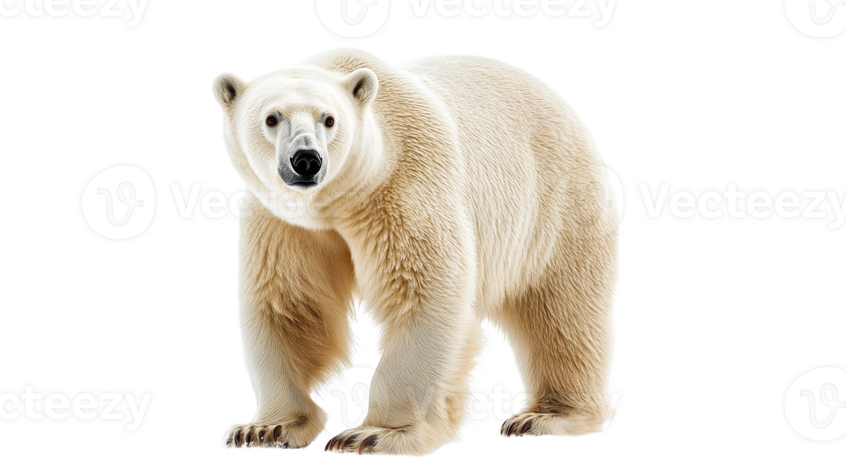 Polar bear standing on white background in Arctic png