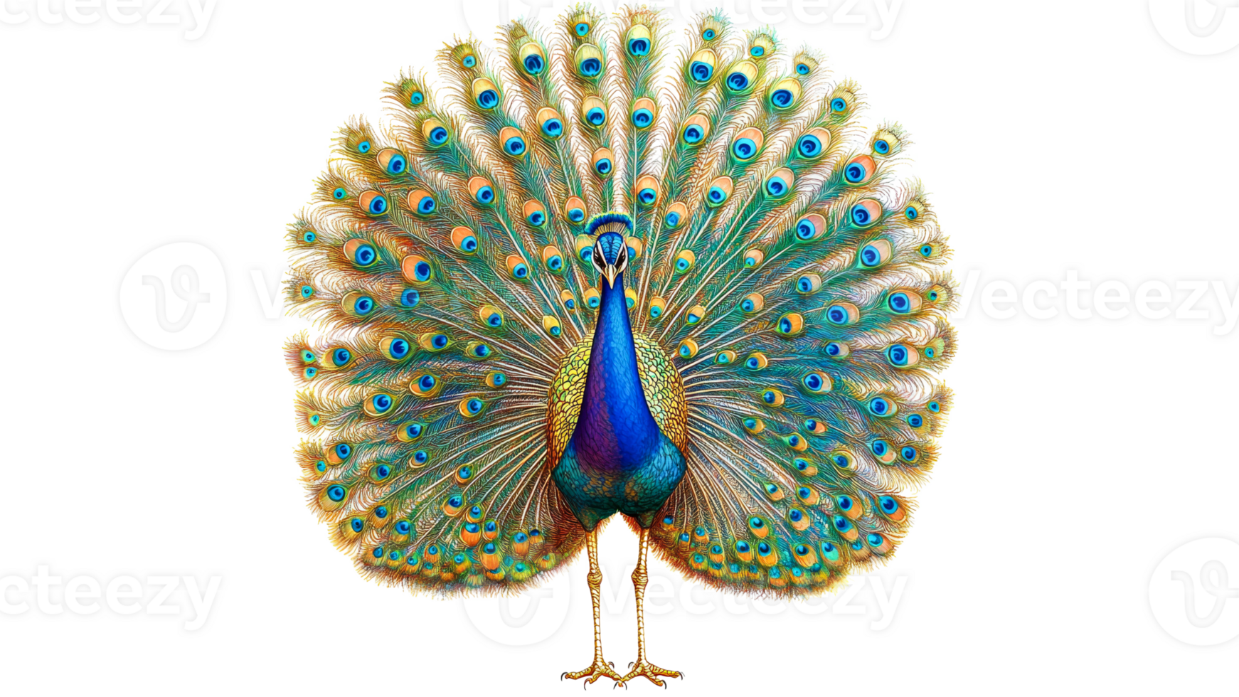 Colorful peacock displays its magnificent feathers png