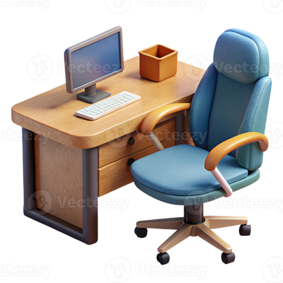magnificent artistic Home Office Desk with Window View Isolated high quality png