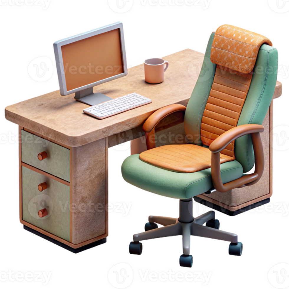 beautiful artistic Home Office Desk with Window View Isolated authentic png