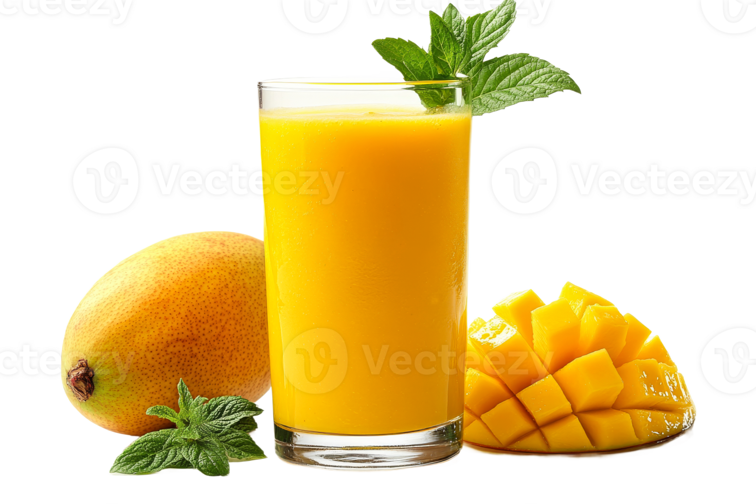 Refreshing mango juice with fresh mint leaves png