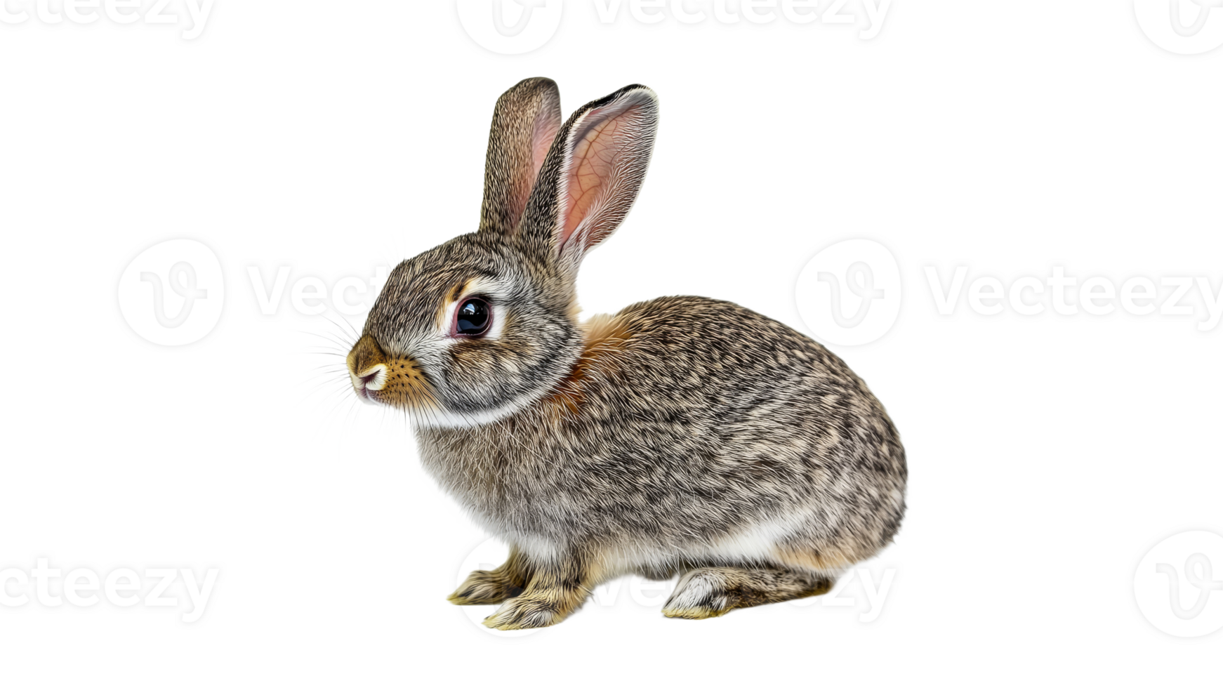 Brown rabbit sitting on white background png