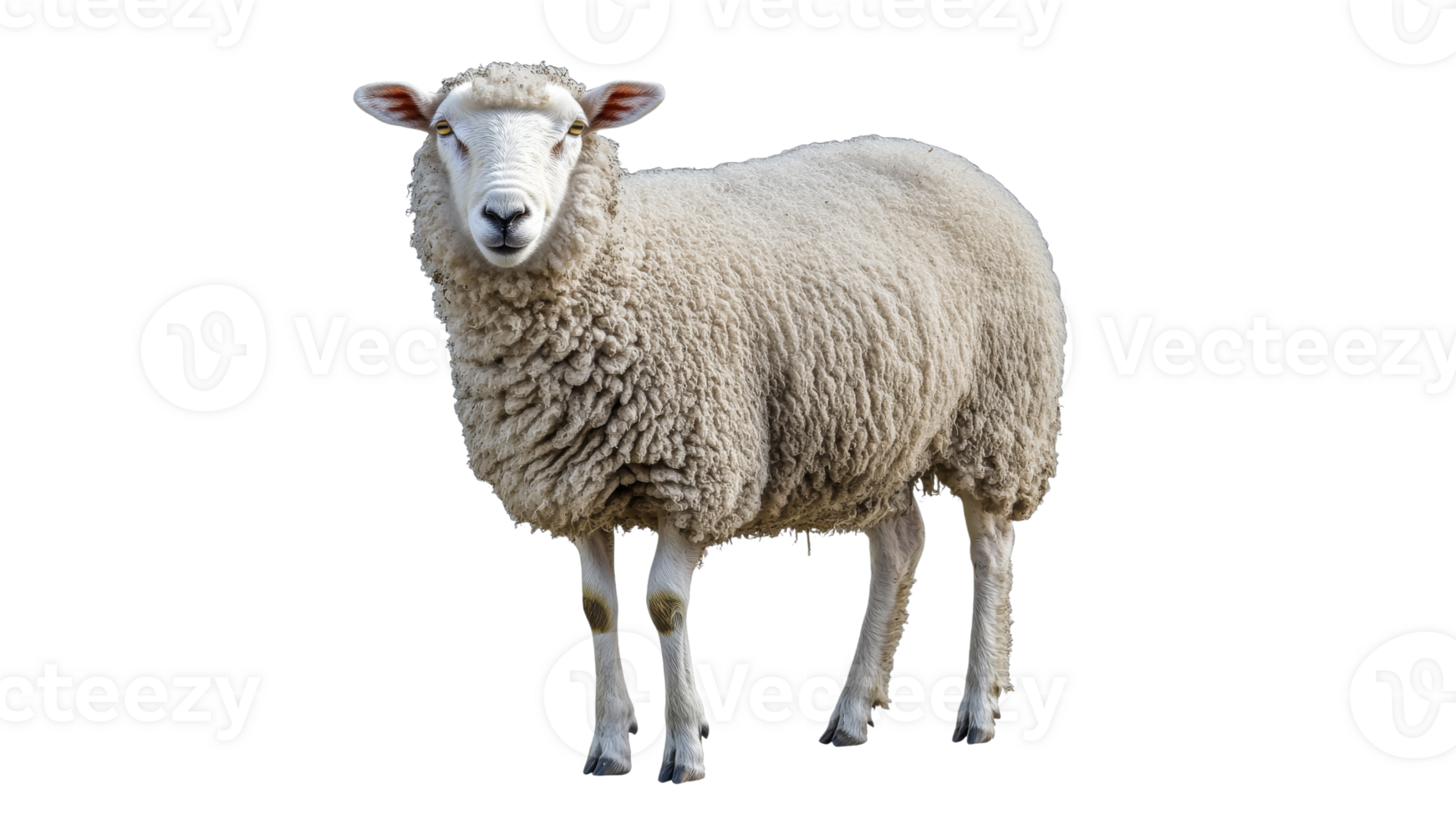 Fluffy sheep standing on white background png