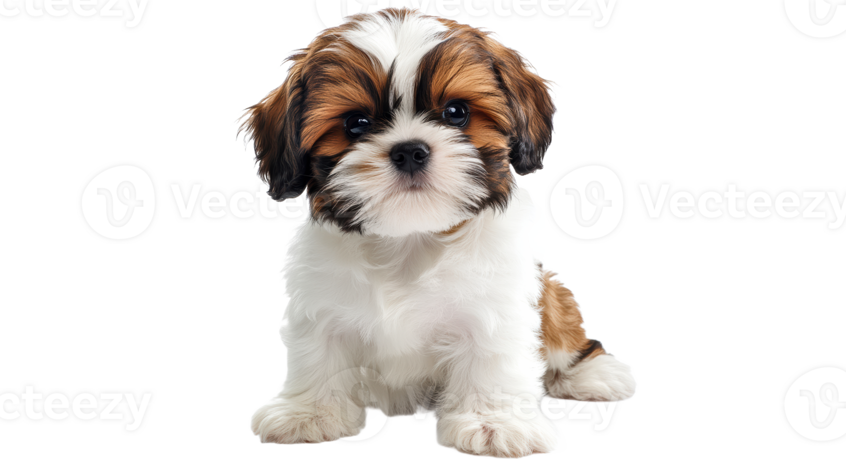 Cute puppy sitting and looking directly at camera png
