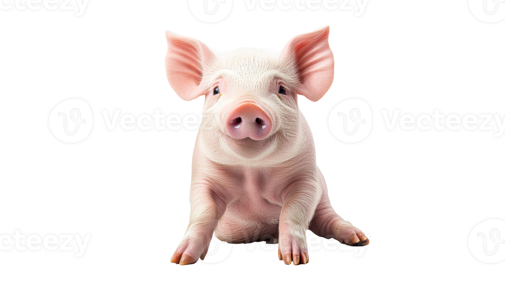 Cute piglet sitting on a white background png