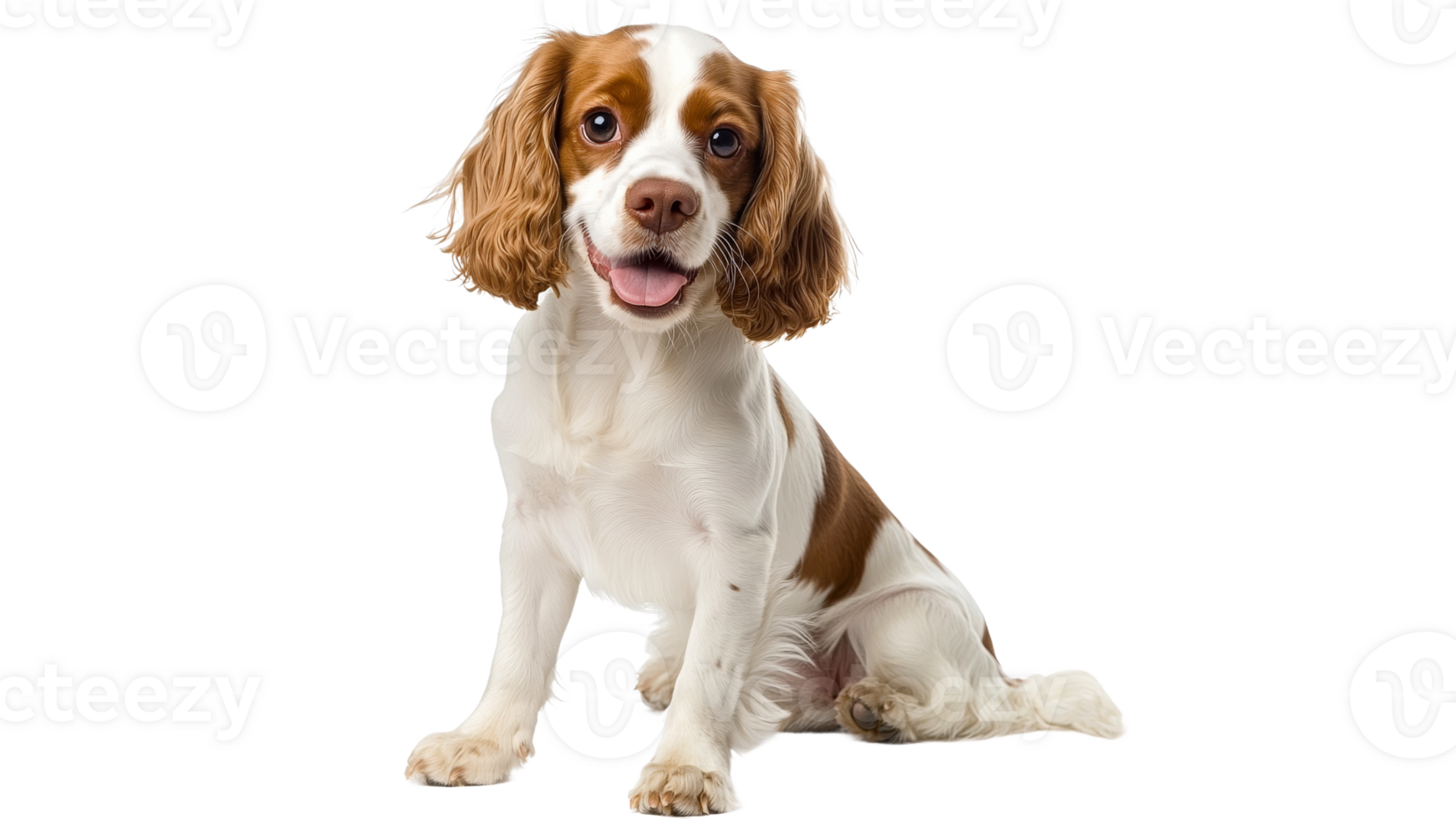 Cheerful spaniel poses on a clean background png