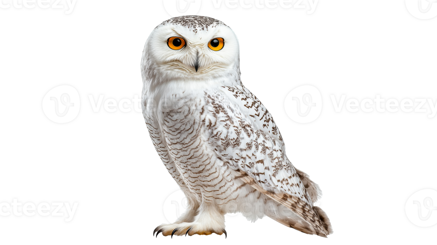 Snowy owl perched in a bright setting png