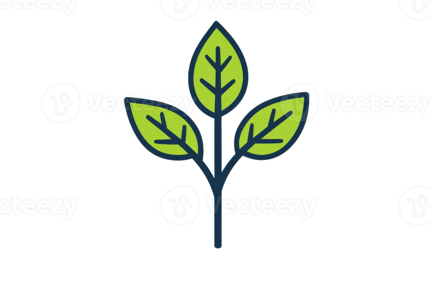 Simple design with green leaves on branch png
