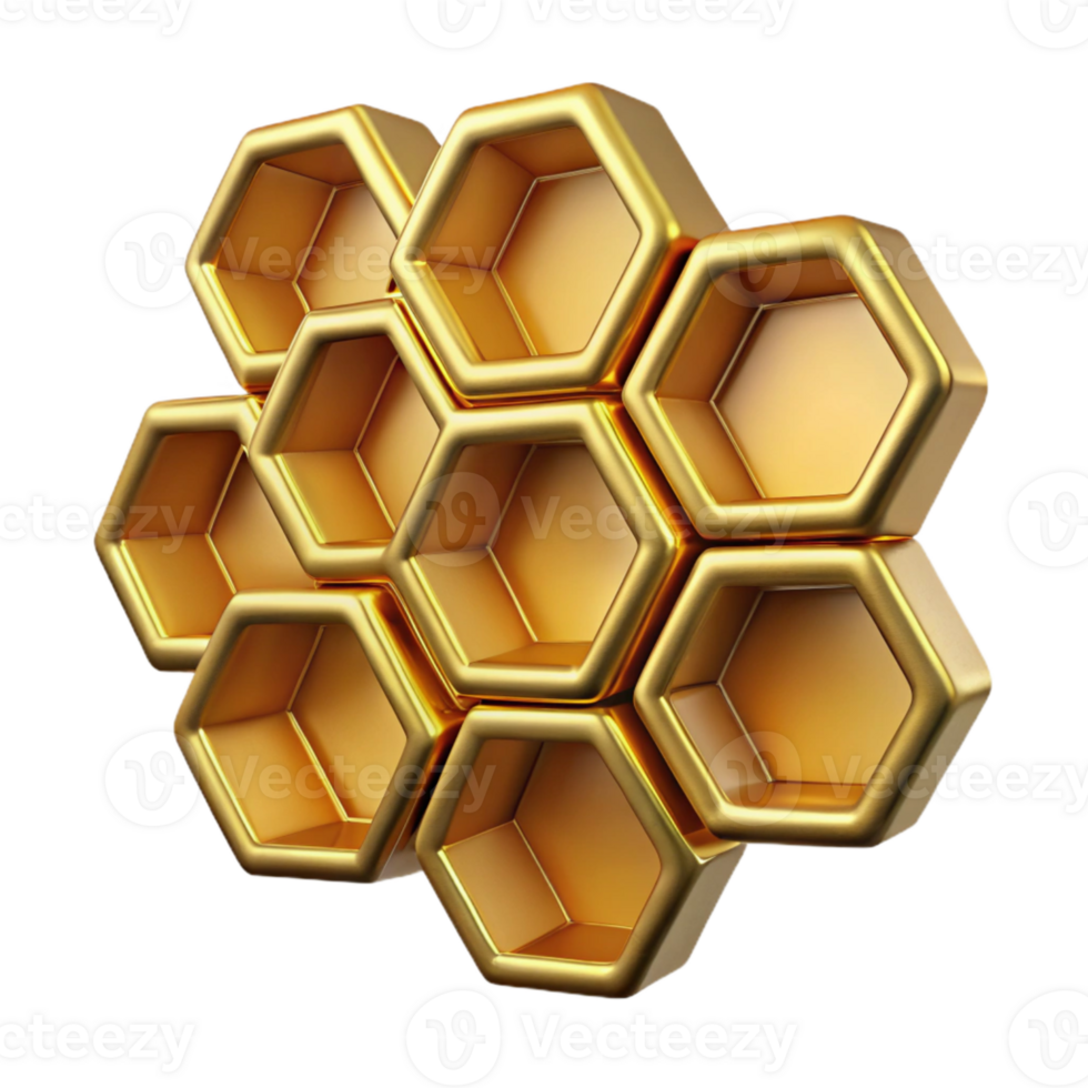 elegant classic Honeycomb Hexagonal Pattern Golden Isolated Cutout detailed png
