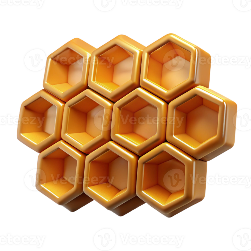 vibrant contemporary Honeycomb Structure Isolated with Warm Lighting original png