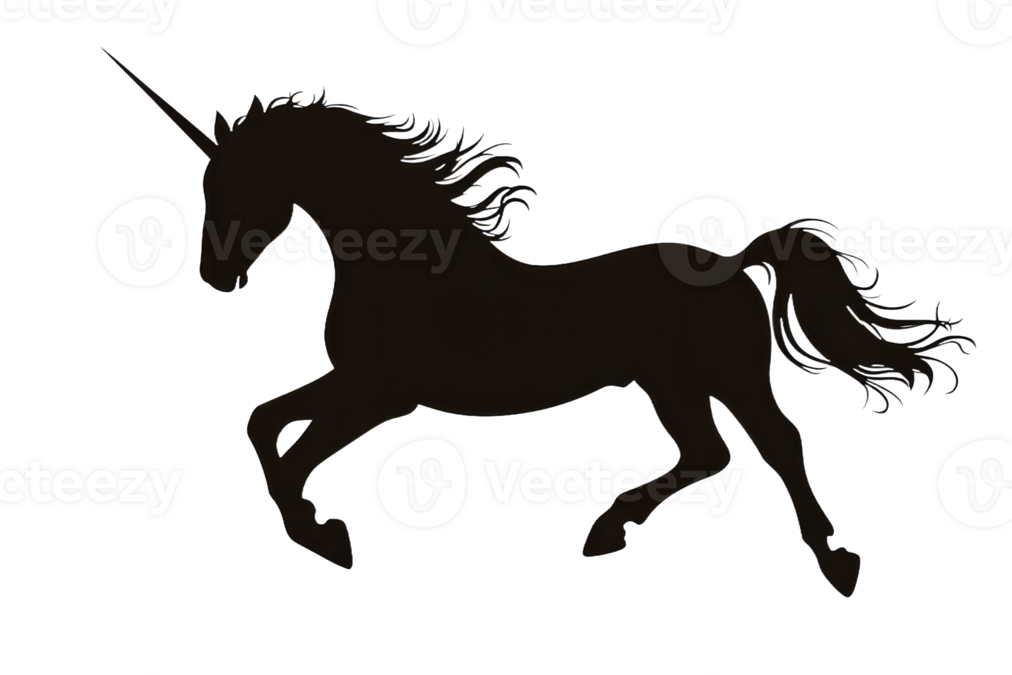 Running unicorn silhouette with flowing mane png