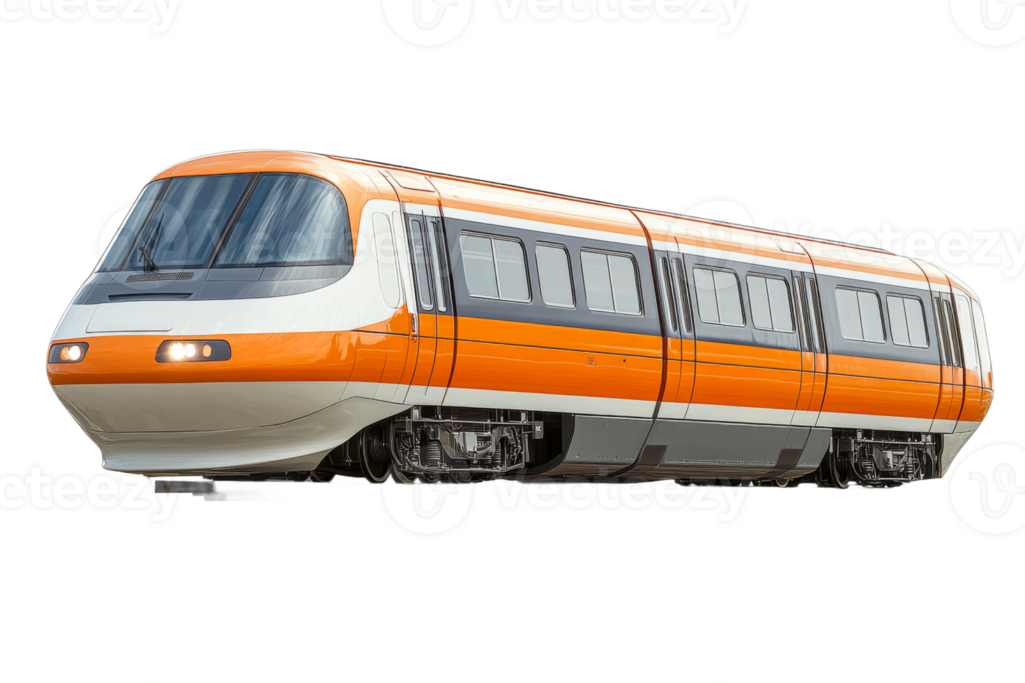 Sleek train design with orange accents png