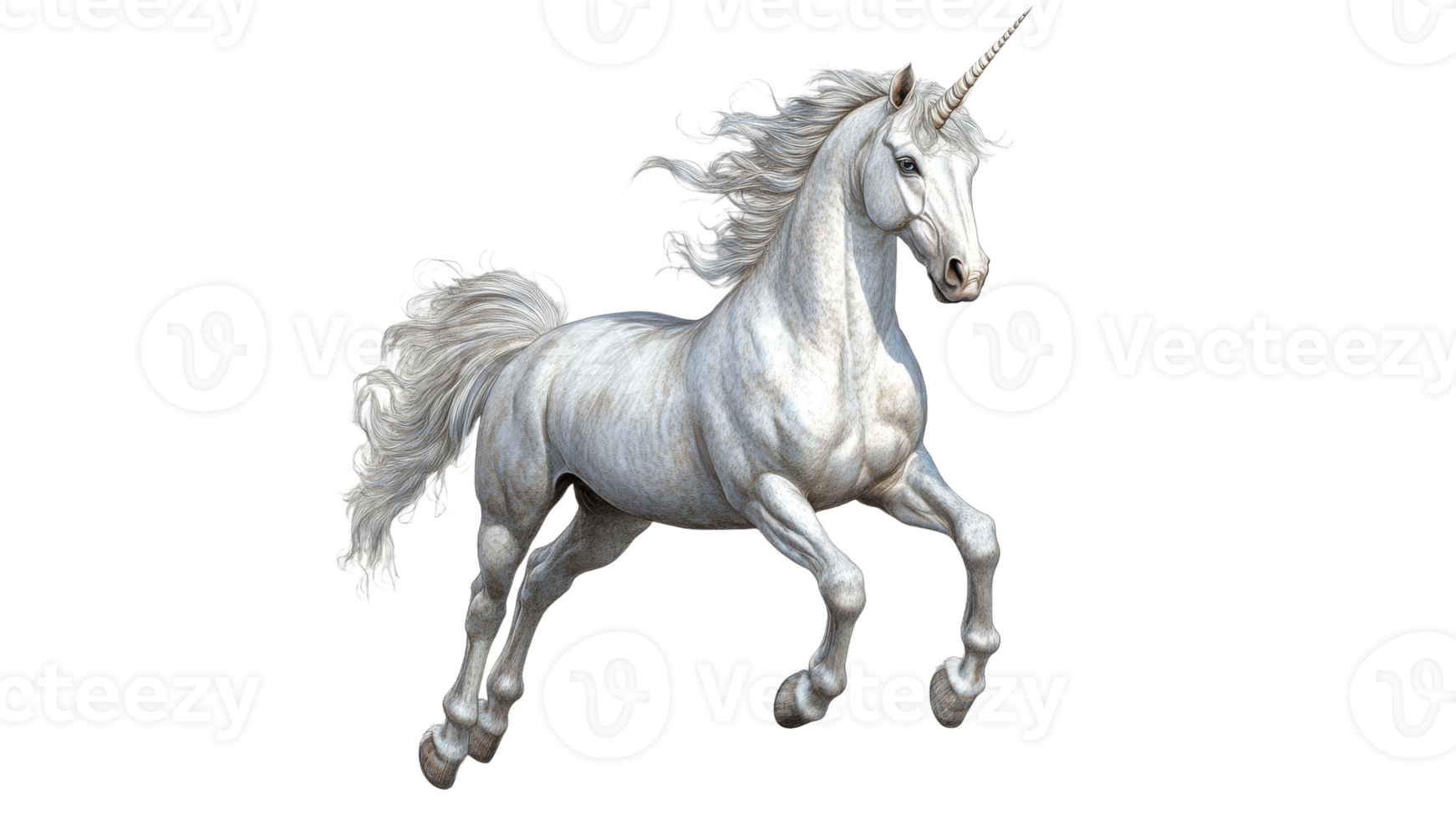 Unicorn prances in a fantasy world png