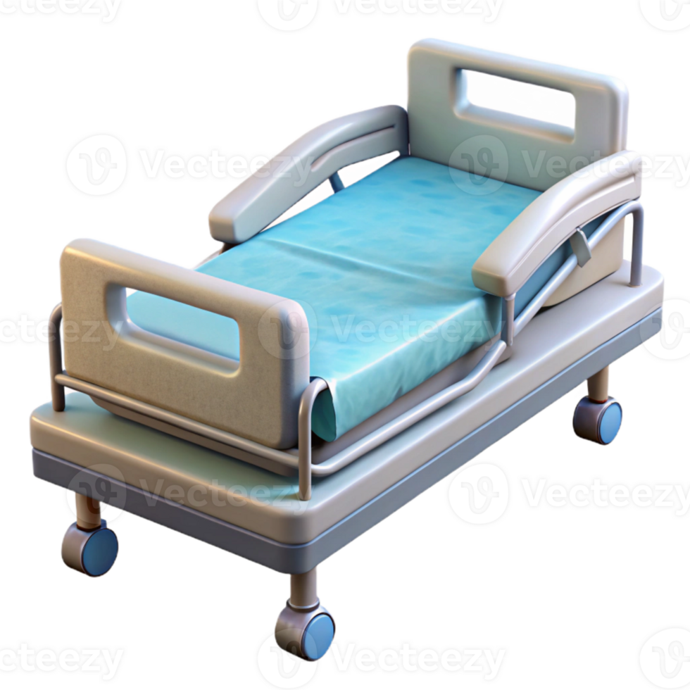 elegant traditional Hospital Bed White Angle View Transparent Background premium png