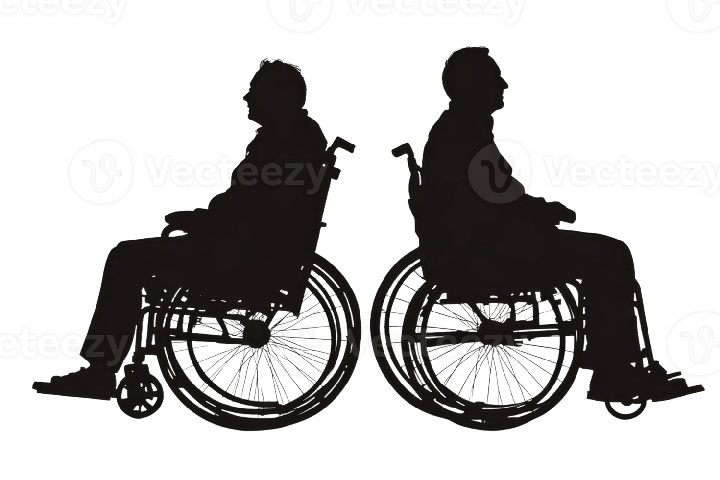 Two individuals in wheelchairs facing each other png