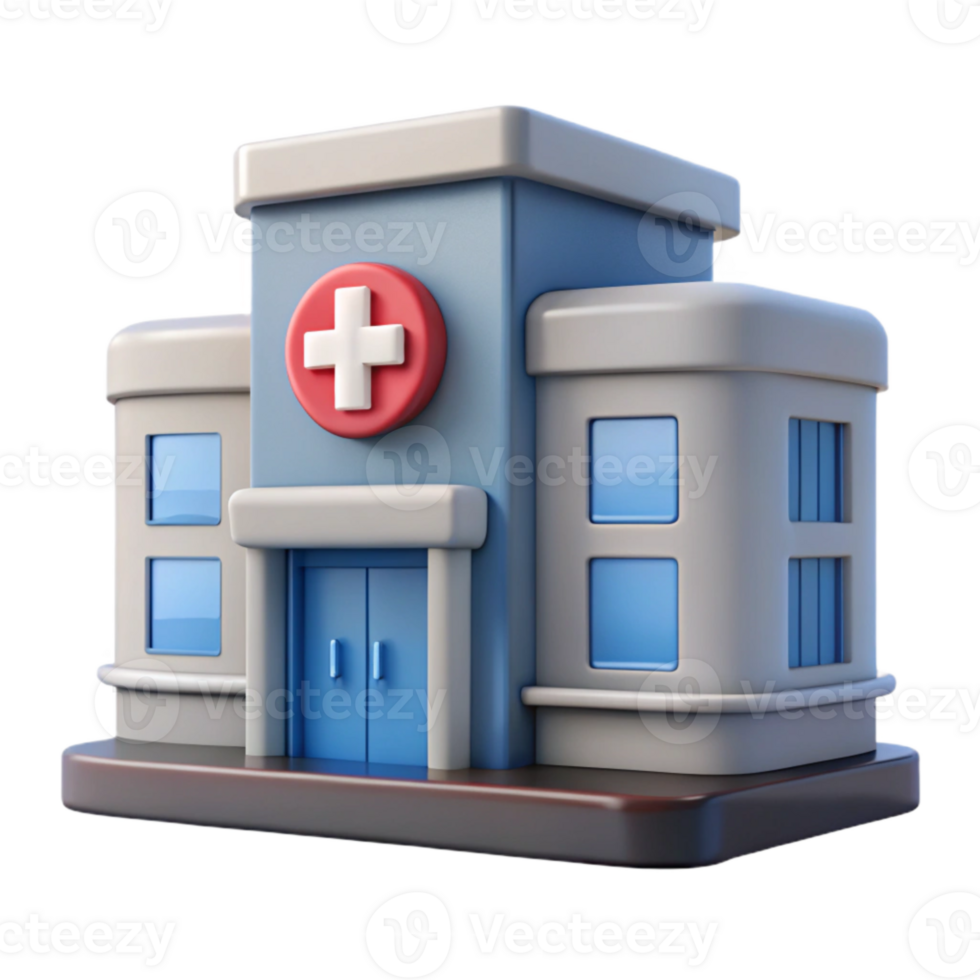 impressive artistic Hospital Building Front View Isolated Element high resolution png