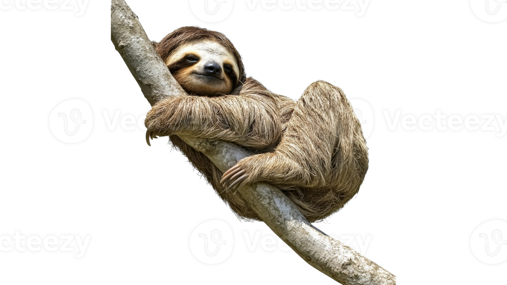 Sloth relaxing on a branch in the rainforest png