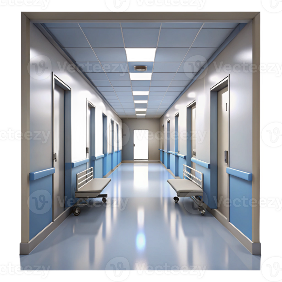 magnificent rustic Hospital Corridor Empty View Transparent Background detailed png