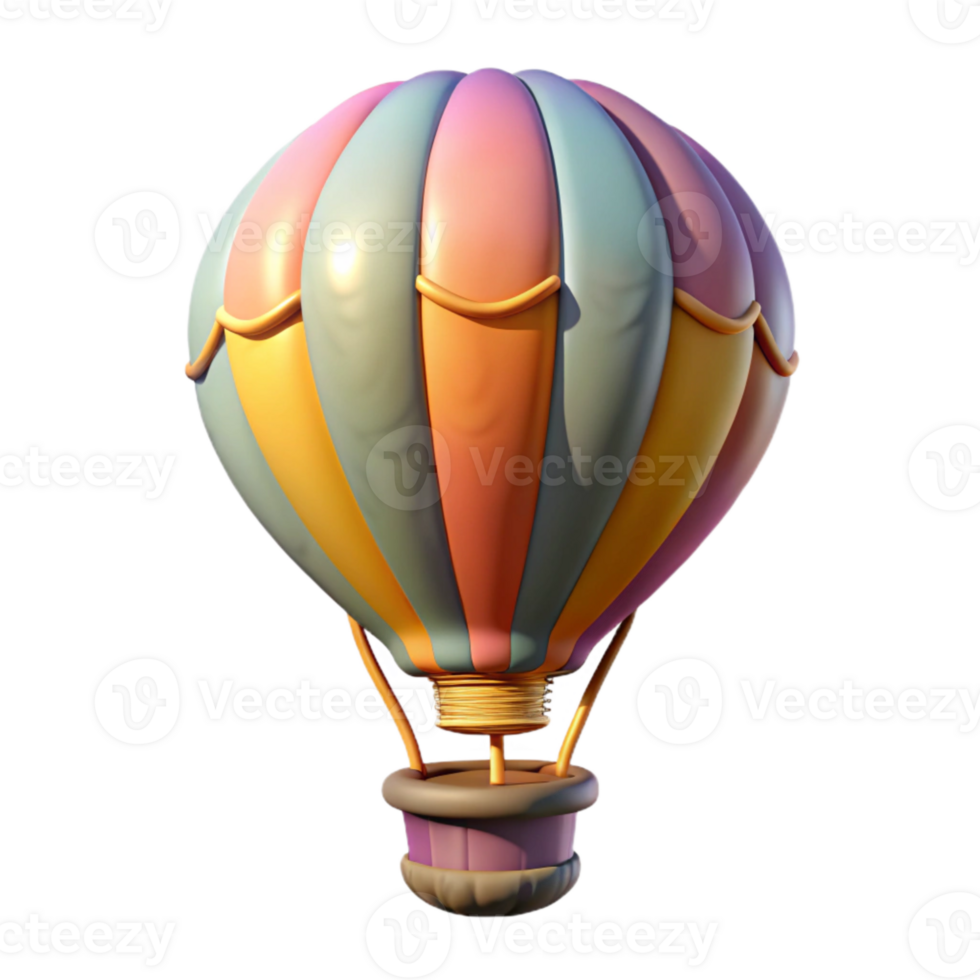 dramatic artistic Hot Air Balloon Floating Colorful Isolated original png