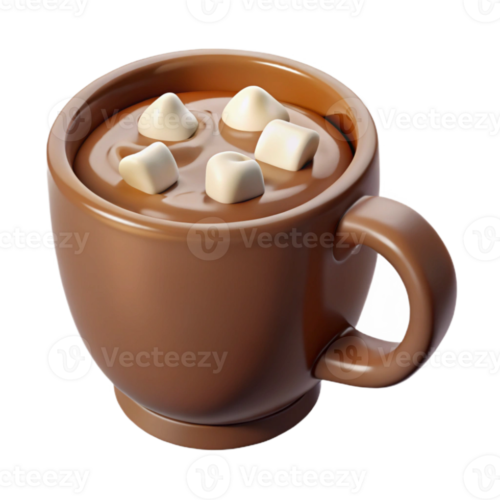 extraordinary modern Hot Chocolate in Mug with Marshmallows Winter Treat Transparent Background detailed png