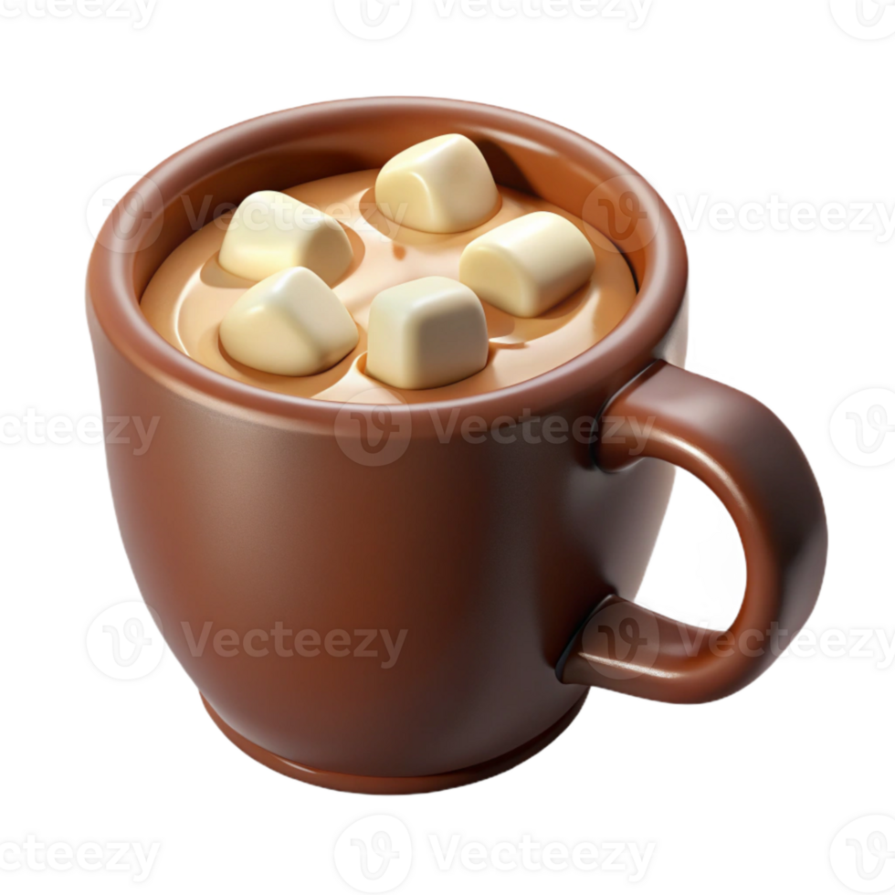 extraordinary artistic Hot Chocolate in Mug with Marshmallows Winter Treat Transparent Background authentic png