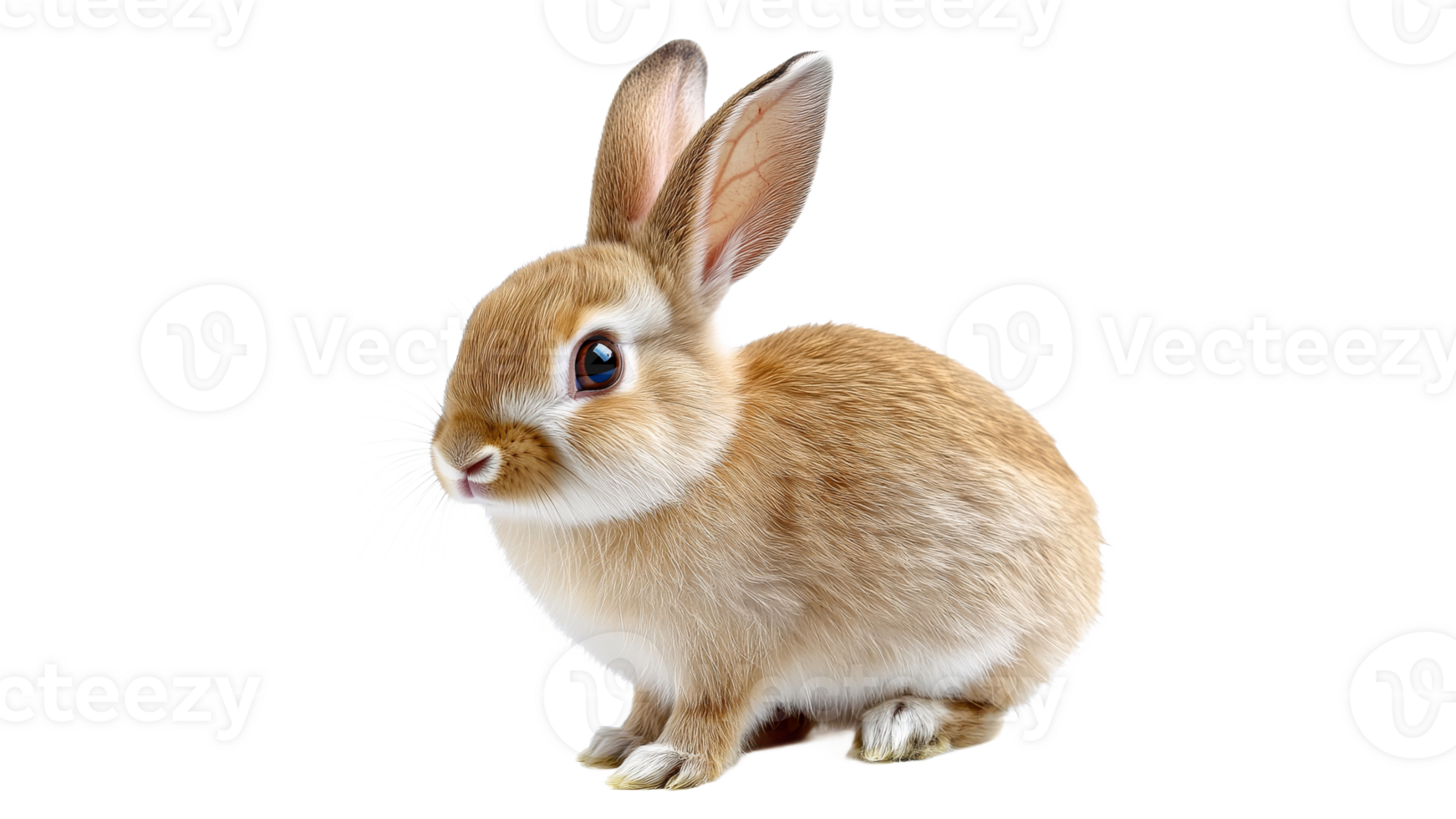 Adorable small brown rabbit sitting quietly png