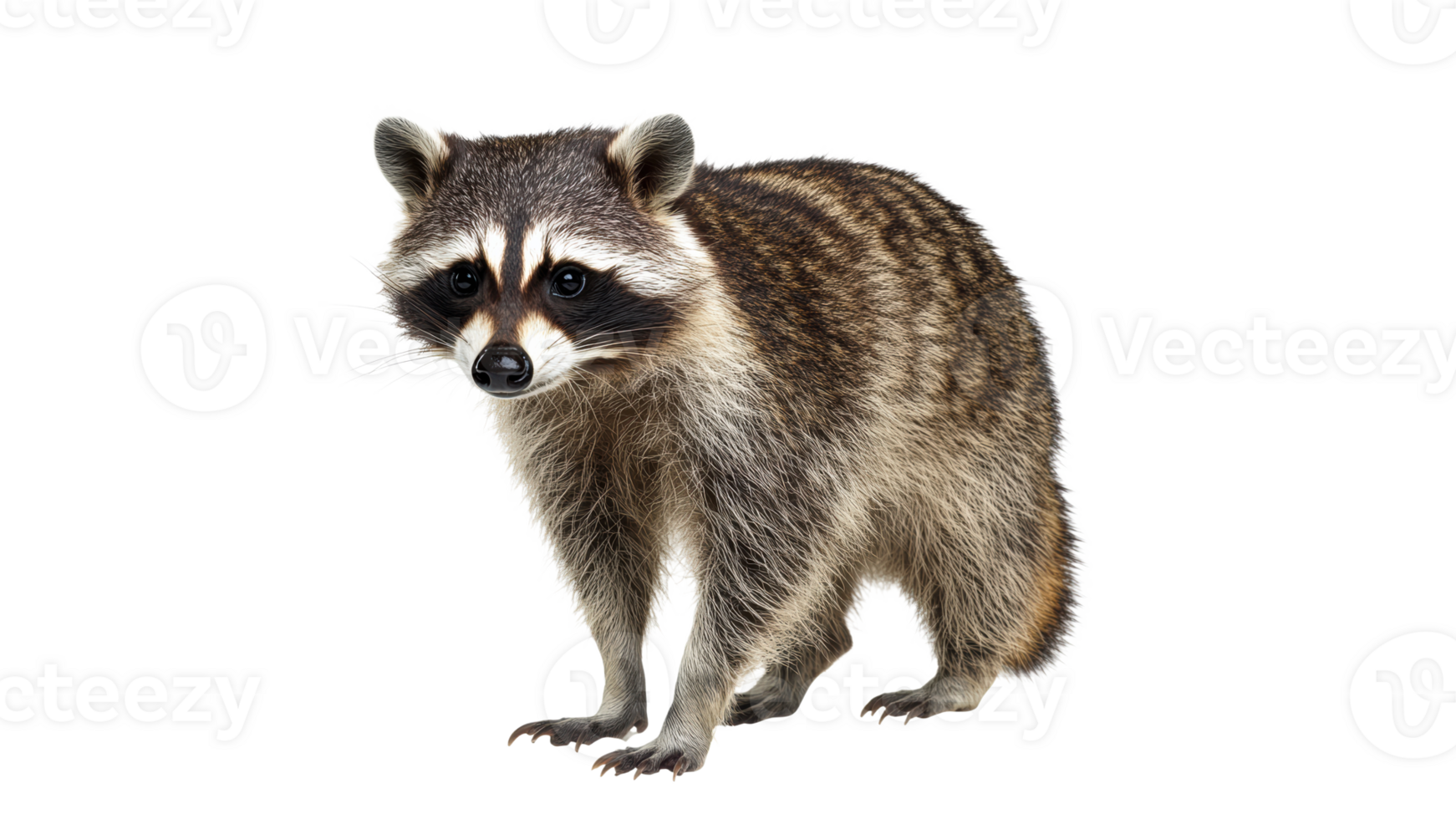 Raccoon standing in a neutral pose indoors png