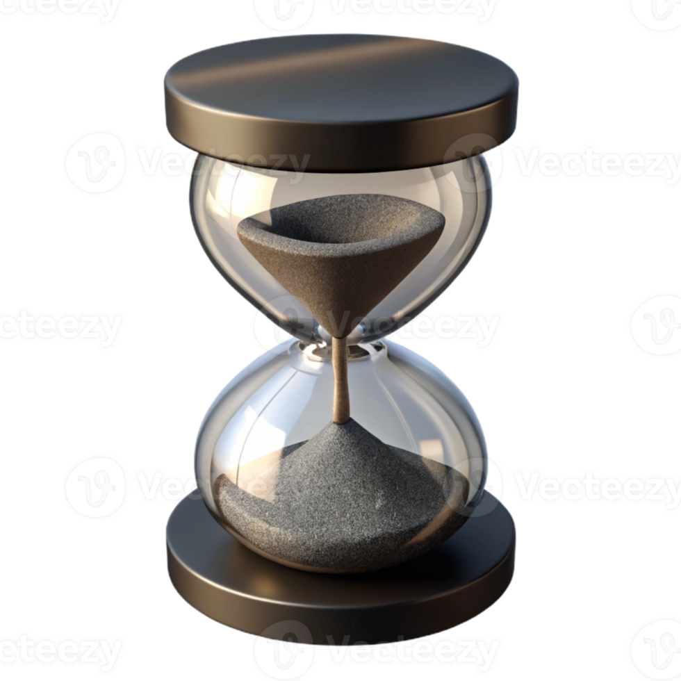 beautiful rustic Hourglass Filled with Black Sand Transparent Background detailed png