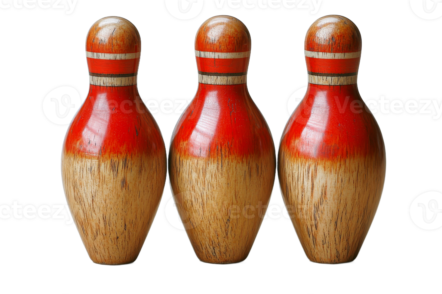 Red and brown vintage bowling pins png
