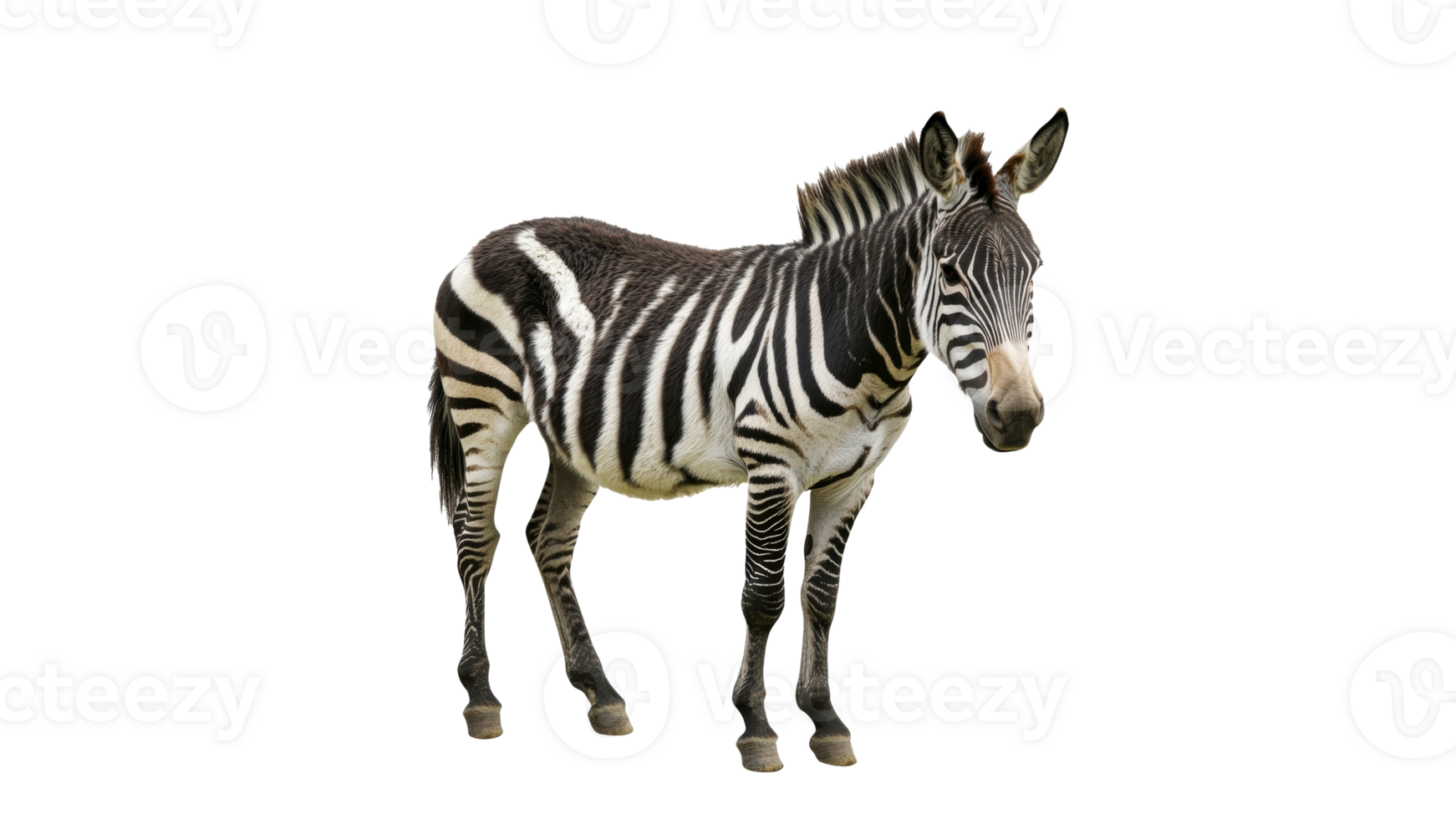 Elegant zebra stands in a green field png