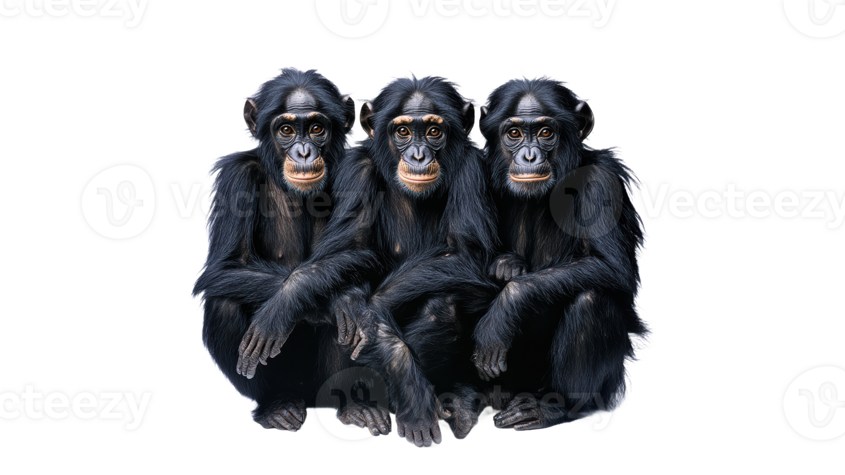 Three playful monkeys sitting together in harmony png