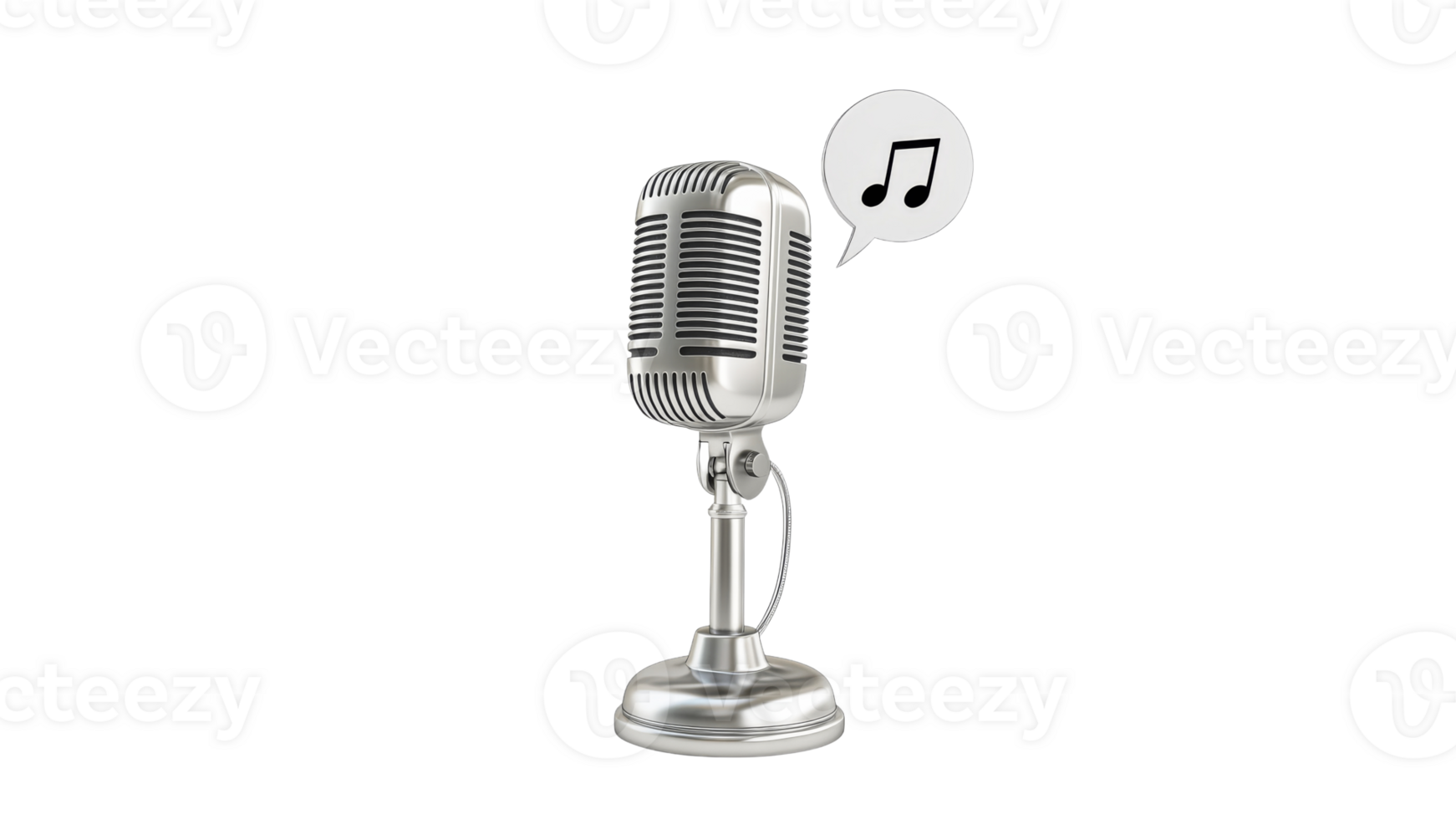 Vintage microphone with music note illustration png