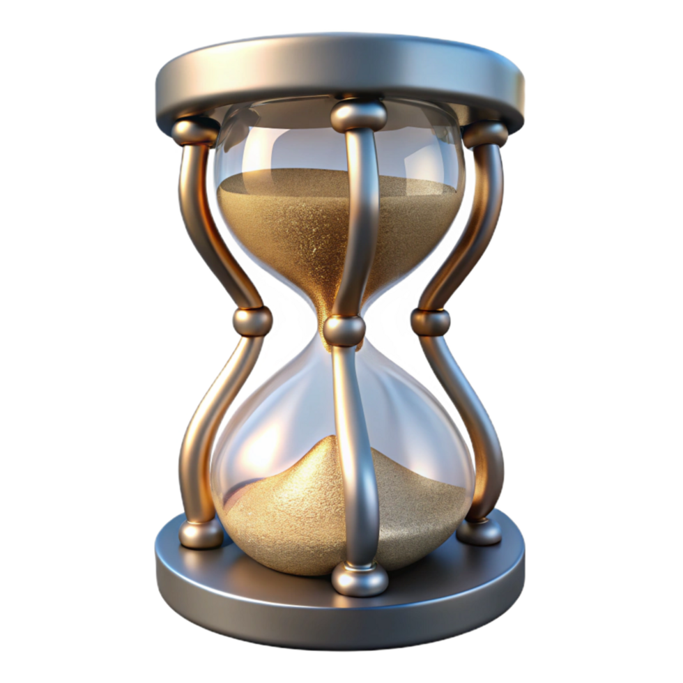 stunning modern Hourglass with Metallic Sand Isolated professional png