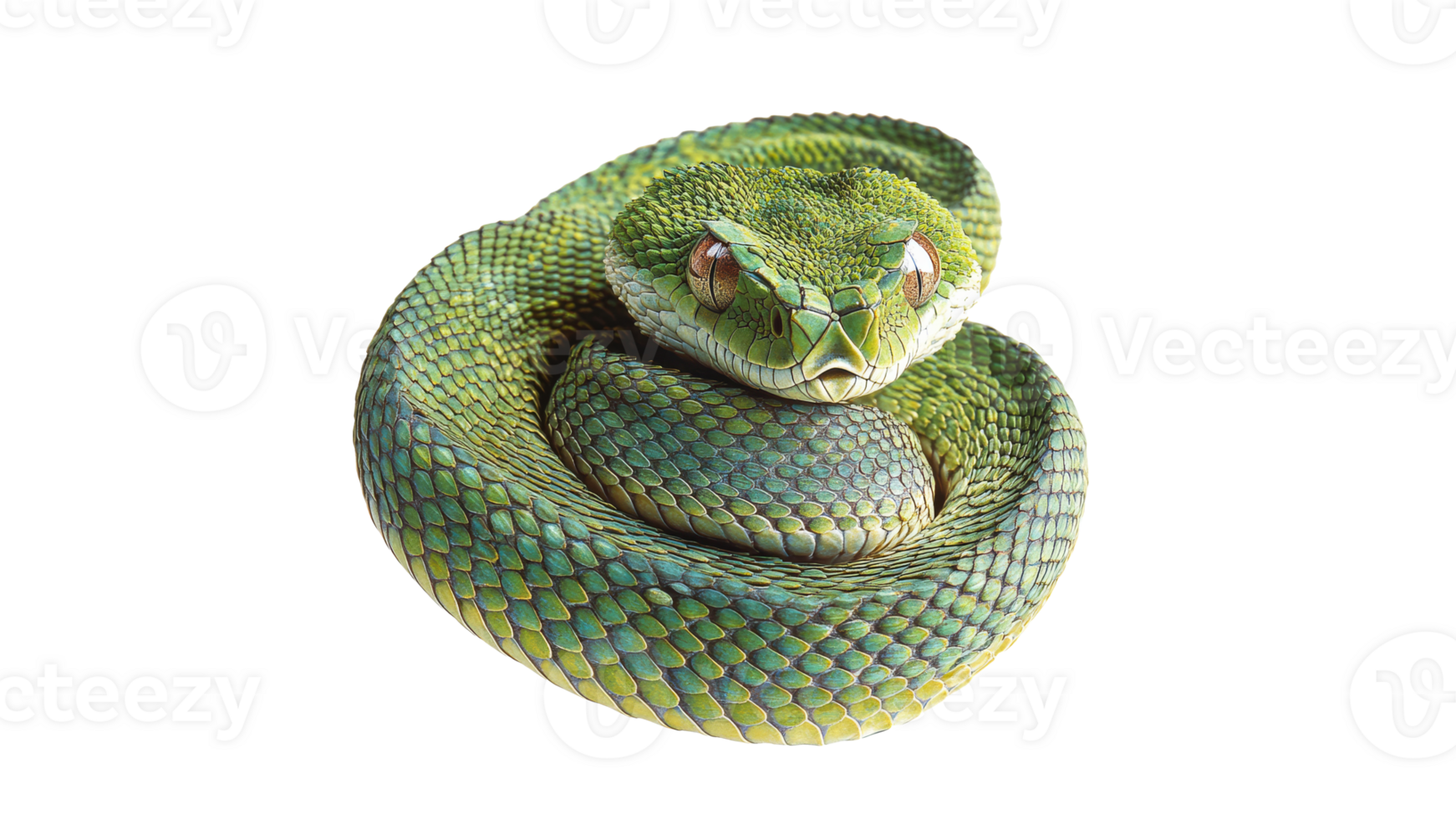 Vibrant green snake resting in natural posture png