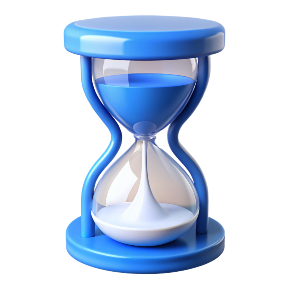 magnificent minimalist Hourglass with White Sand on Blue Background Transparent Background high quality png