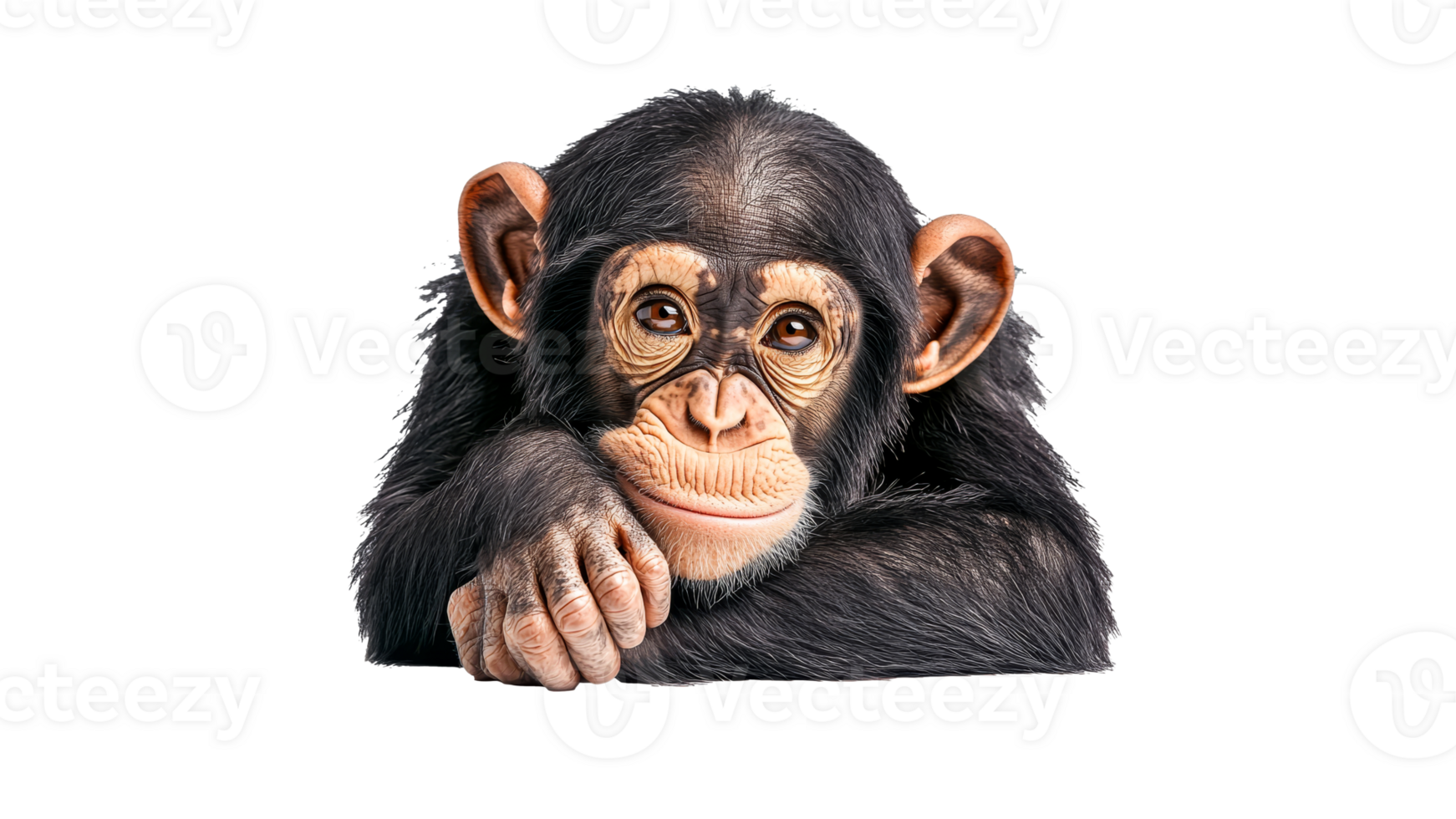 Chimpanzee relaxing with a thoughtful expression png