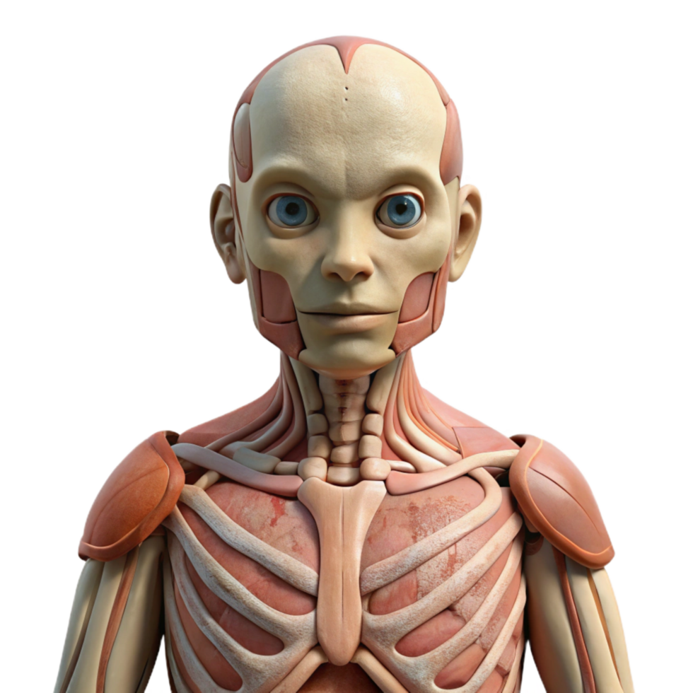 dramatic vintage Human Anatomy Model Front View Cutout premium png