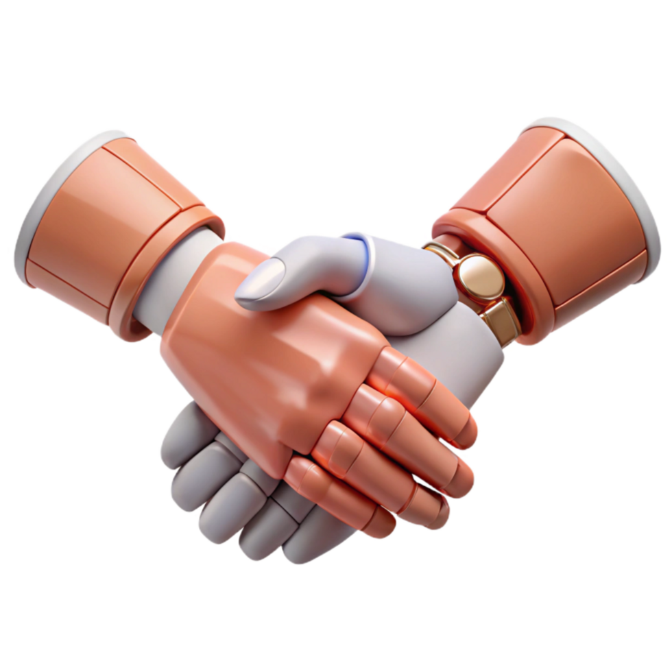 serene artistic Human and Robot Hands Shaking Transparent Background original png