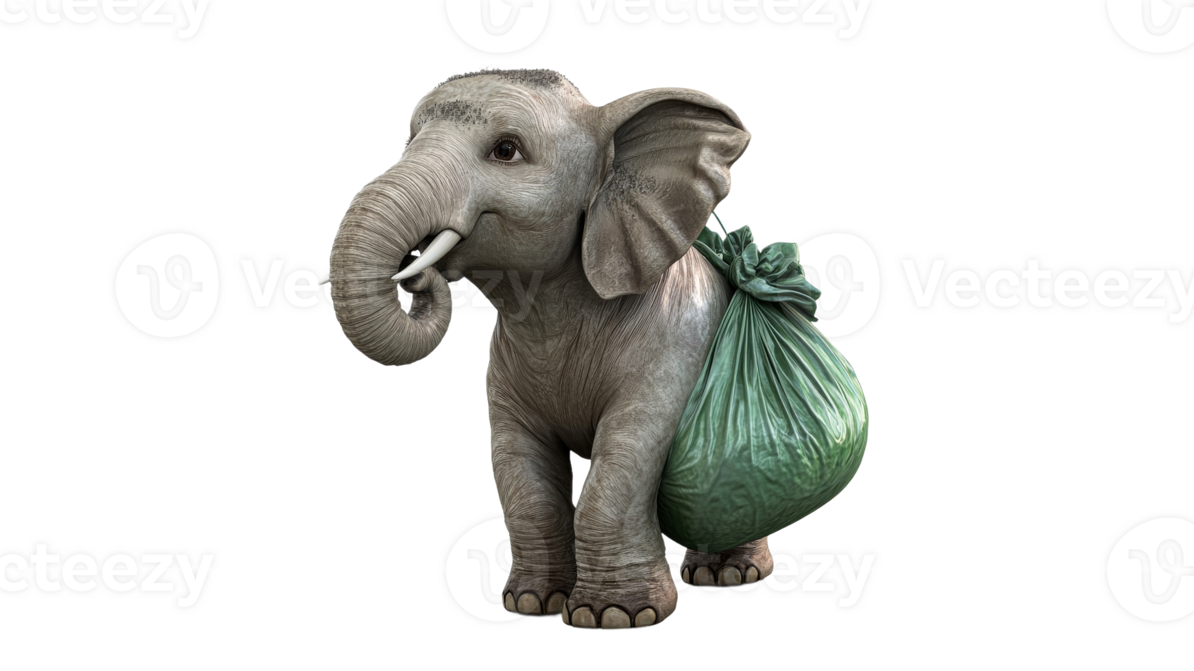 Elephant carrying a bag in a playful manner png