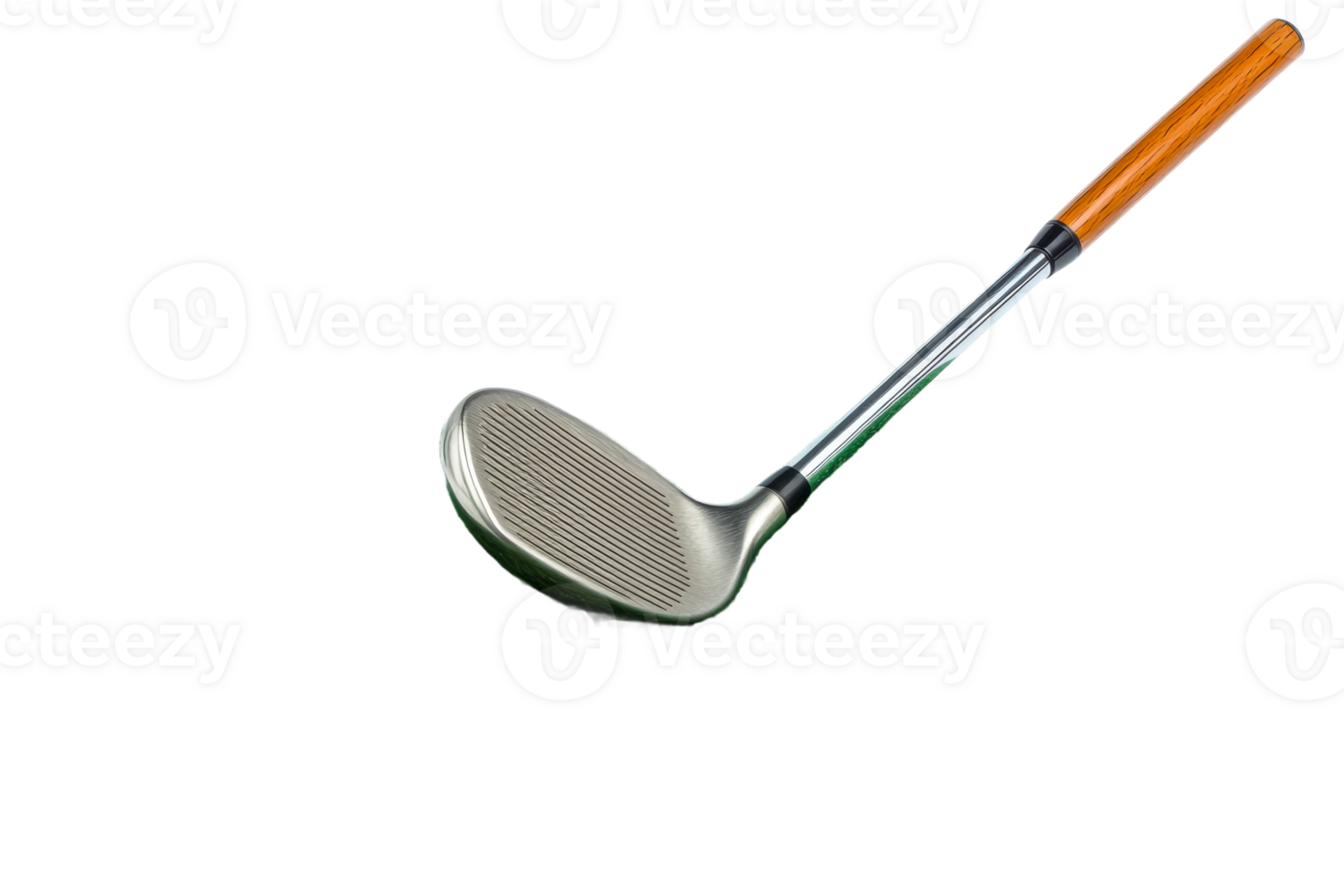 Golf club with wooden handle in studio setting png
