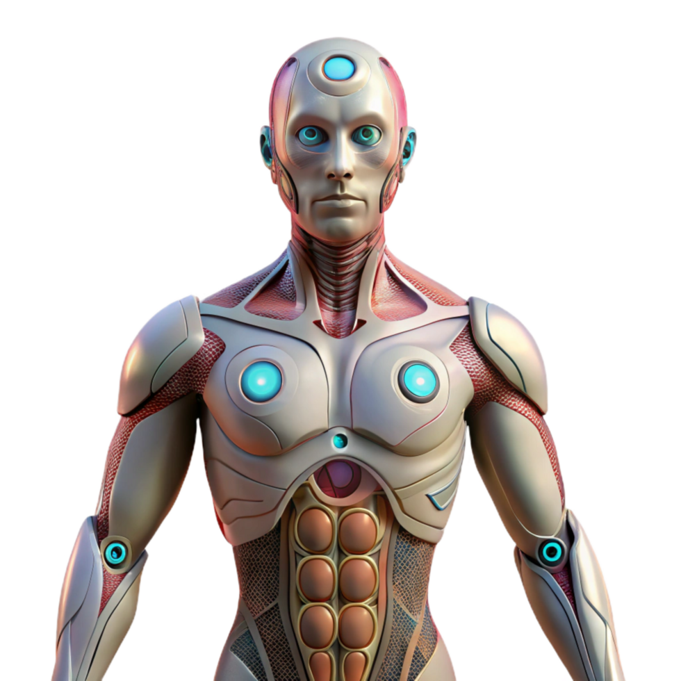 serene rustic Human Body with Nanotech Network Cutout Element detailed png