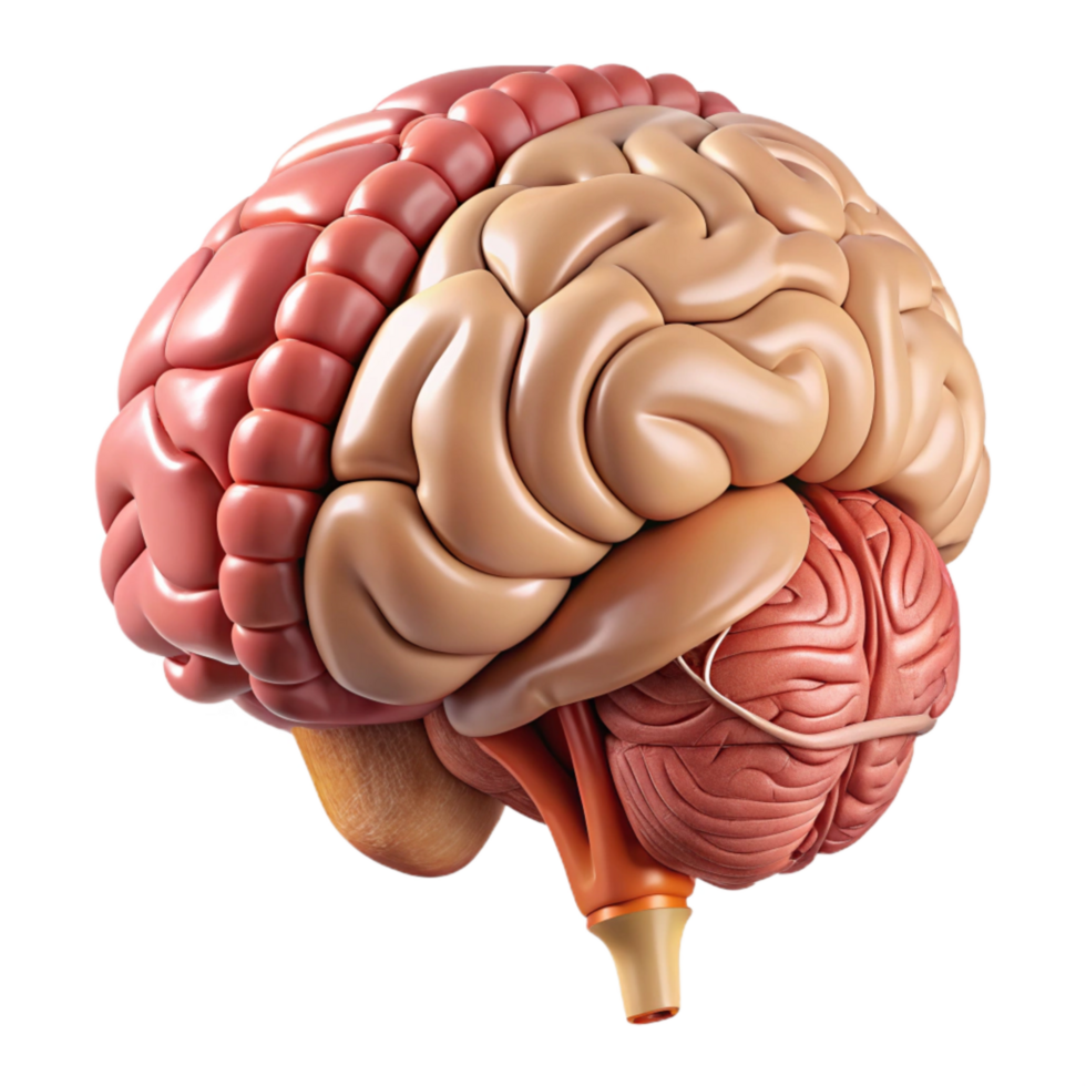beautiful abstract Human Brain Anatomy Cutout with Labeled Parts and Transparent Background png