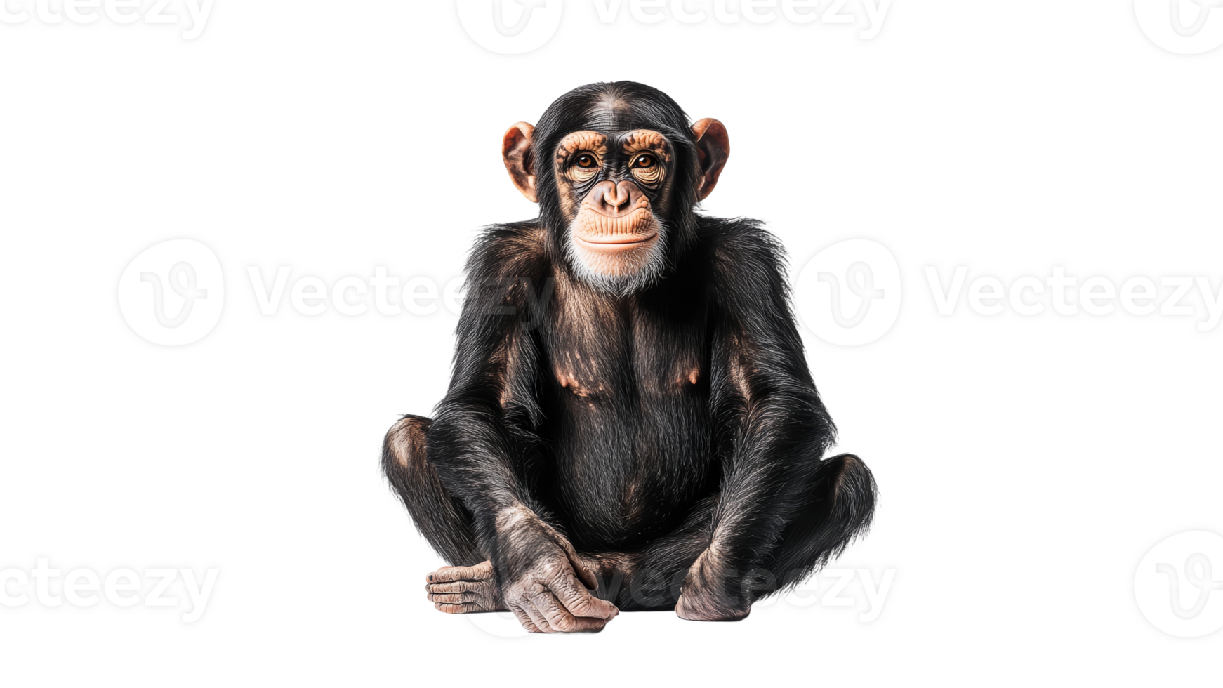 Calm chimpanzee on white background png
