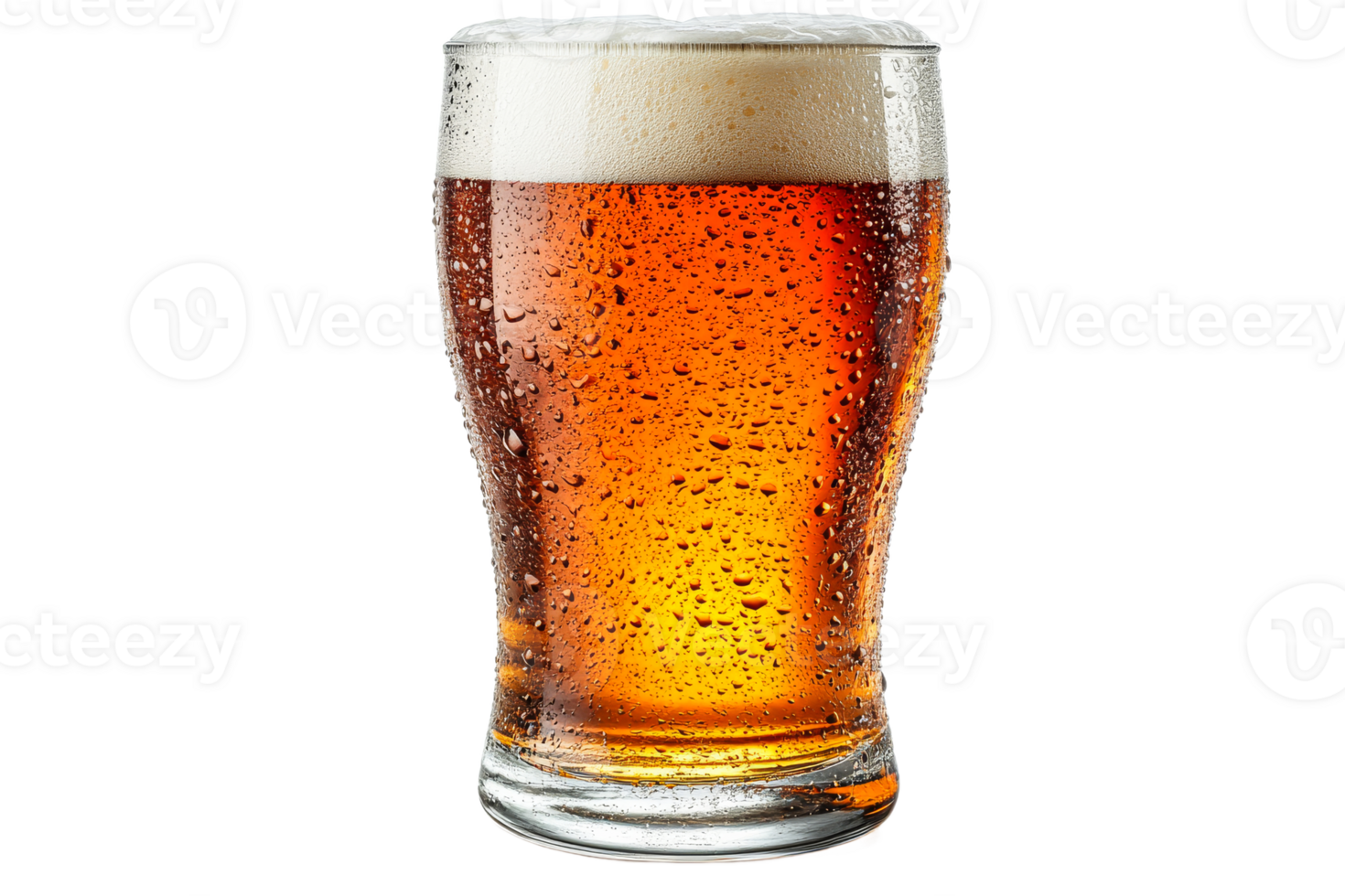 Refreshing amber beer in a chilled glass png